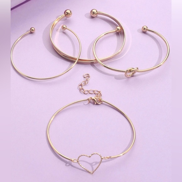 Gold Love Geometric Cross Bracelet Gold 4 Piece Set - Picture 3 of 4